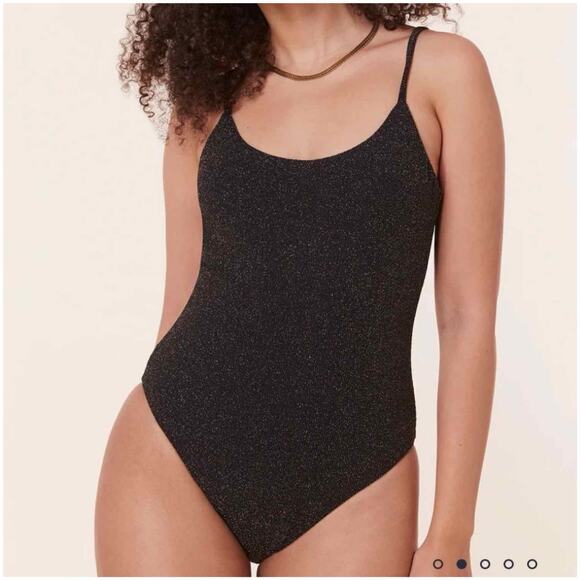 Andie The Liku One Piece Swimsuit Metallic Sparkle Black Medium - Picture 8 of 12
